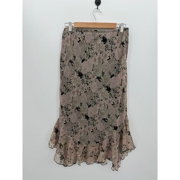 B. Moss Y2K Midi Skirt Some 6 Floral Fairy Ruffle Whimsigoth Grunge Dainty - Picture 1 of 6